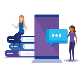 mini people with smartphone