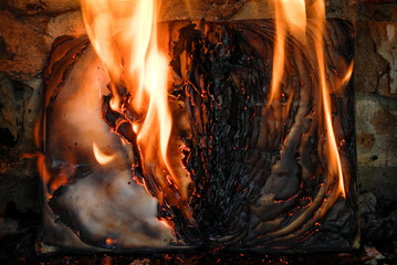 Burning book. Book in fire.