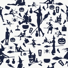 Halloween Seamless pattern. Vector illustration. Witchcraft relative theme