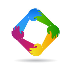 Logo teamwork unity people hands vector