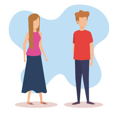 young couple avatars characters