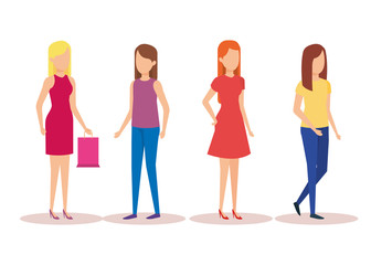 Obraz premium group of girls avatars characters