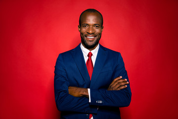 Portrait of cheerful optimistic smart clever well-groomed attrac