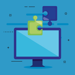 computer desktop with seo icons