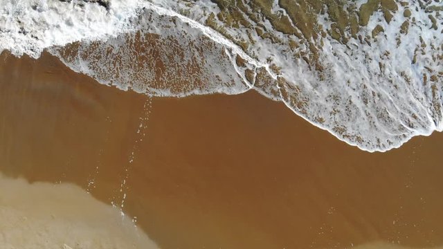 Aerial drone view of sea waves of Kilyos Beach in istanbul. 4K footage.