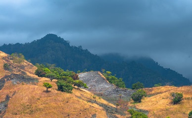 Nature and landscape of Sâo Tomé and Principe. Mountains like Pico Cão Grande. Travel to Sao...