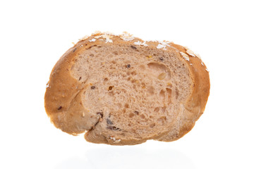 Whole grain bread Cut over white background