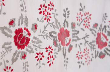 Slavic patterns, embroidery on clothing and towels. Cross-stitch.