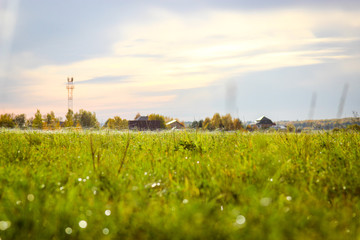  landscape with road, clouds and buildings