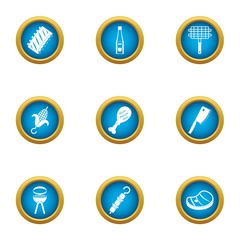 Urban grill icons set. Flat set of 9 urban grill vector icons for web isolated on white background