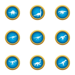 Skin saurian icons set. Flat set of 9 skin saurian vector icons for web isolated on white background