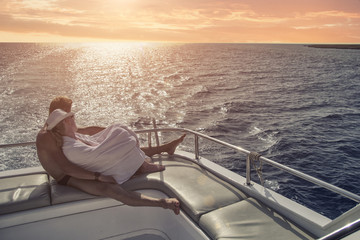 Couple in love on the , sunset on the sea
