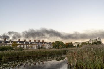 Fototapeta na wymiar Smoke over Cardiff