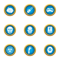 Zombie craving icons set. Flat set of 9 zombie craving vector icons for web isolated on white background