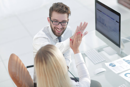 closeup photo of company employees. business background.