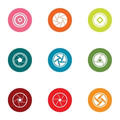 Fototapeta premium Indoor lens icons set. Flat set of 9 indoor lens vector icons for web isolated on white background