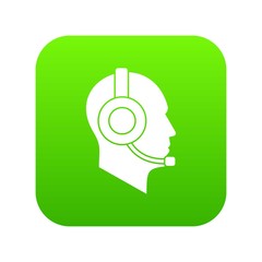 Operator in headset icon digital green for any design isolated on white vector illustration