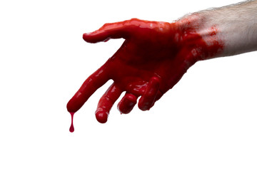 Bloody hand against a light background. halloween horror concept © ink drop