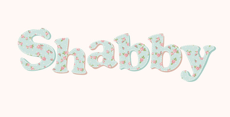 word in the style of shabby chic