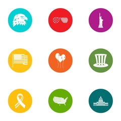 Fototapeta premium US world icons set. Flat set of 9 us world vector icons for web isolated on white background