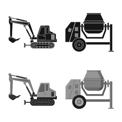 Vector design of build and construction logo. Collection of build and machinery vector icon for stock.