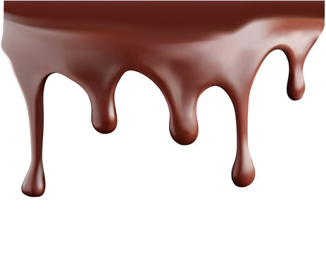 Chocolate streams isolated on white. Vector 3d illustration