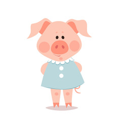 Cartoon little pig. The year of the pig.