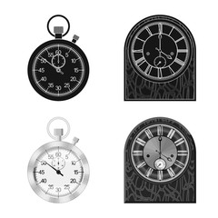 Obraz na płótnie Canvas Vector design of clock and time logo. Collection of clock and circle vector icon for stock.