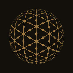 structured sphere with triangles pattern in gold black