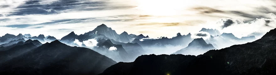 Crédence de cuisine en verre imprimé Panoramique Montagnes suisses