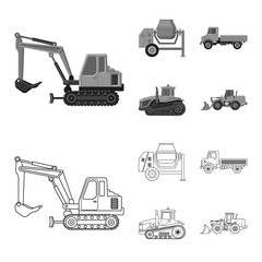 Vector design of build and construction logo. Collection of build and machinery stock symbol for web.