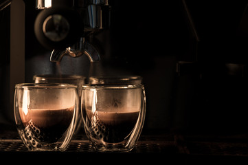 Espresso machine brewing a coffee