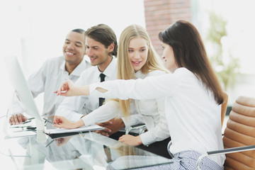 Fototapeta premium professional business team discussing new information in the office