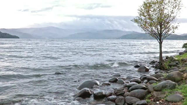 beautiful scenic of lake toya hokkaido japan