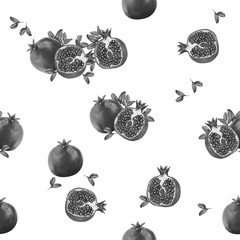 Seamless realistic pomegranate illustration pattern