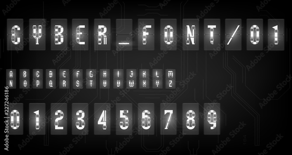 Fototapete futuristic vector font design. letters and numbers for web and app. techno font alphabet. digital hi