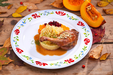 roast duck with cabbage