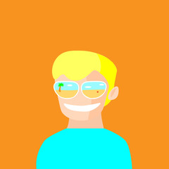  long weekend search for sea travel man in glasses avatar vector illustration