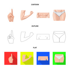 Vector illustration of human and part sign. Collection of human and woman stock symbol for web.