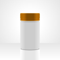 White plastic jar packaging vector, isolated on white background.