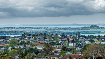 A view of Ohehunga suburb with the Mangere inlet in the background - 227249705