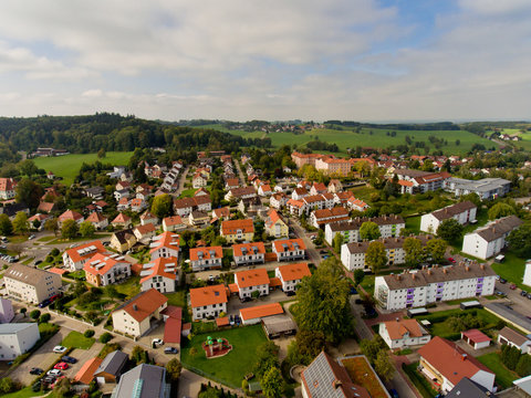 Aerial view of typical european city.