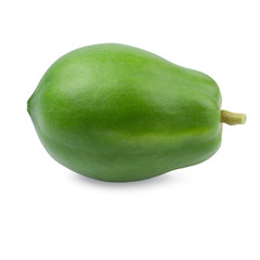 Green papaya isolated on a white background
