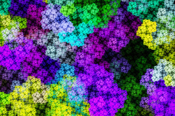 3D surreal illustration. Sacred geometry. Mysterious psychedelic relaxation pattern. Fractal abstract texture. Digital artwork graphic astrology magic.Colored squares