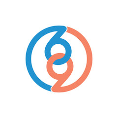 number 69 linked circle logo vector