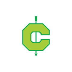 letter c arrow logo vector