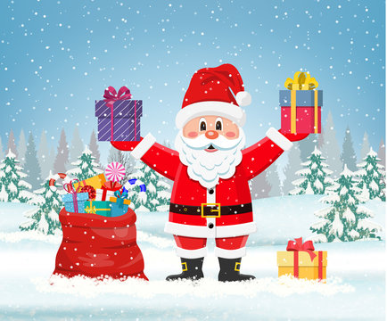 Santa claus with a bag of toys