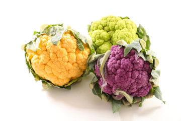 colorful cauliflower on white background