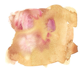 Light brown and pink backdrop painted in watercolor on clean white background