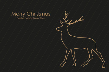 gold umrandetes Rentier auf schwarzem Hintergrund